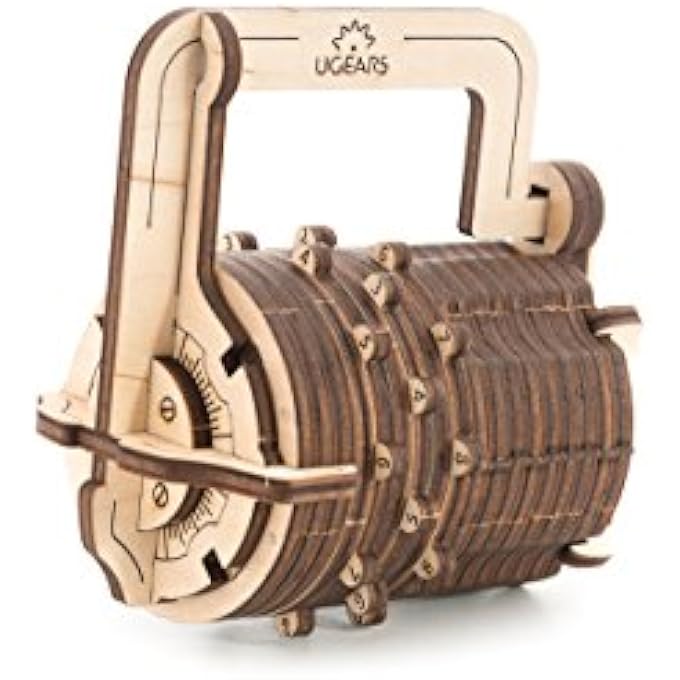 MADE IN EUROPE, 3D WOODEN PUZZLE COMBINATION LOCK, MECHANICAL MODEL KIT CRYPTEX CREATE YOUR OWN SECRET CODE, DIY, SELF-ASSEMBLY, WOODCRAFT TOY, PERFECT FOR GIFTING, NO GLUE NEEDED, UGR-70020 - Image 1